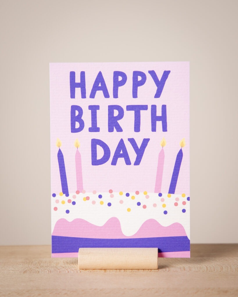 Verjaardagskaart 'happy birthday taart'