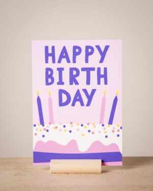 Verjaardagskaart 'happy birthday taart'