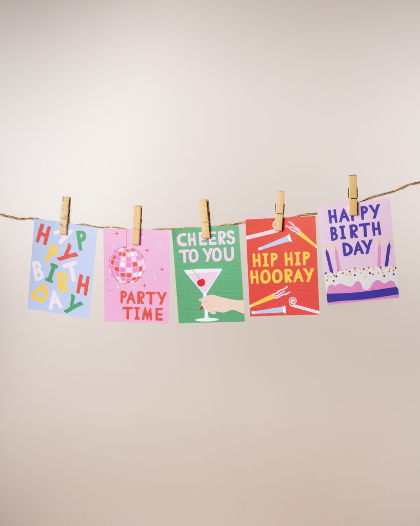 Verjaardagskaarten set (5 stuks)