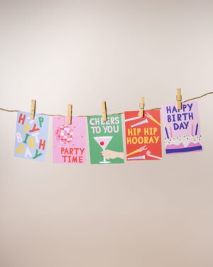 Verjaardagskaarten set (5 stuks)